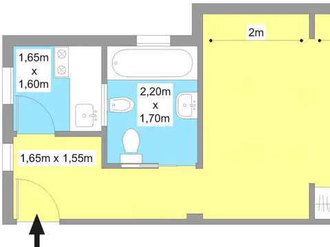 Departamento 2 ambientes con 1 baño