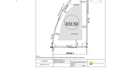 LOTE DE 633 M2 ARENAS CHICO - BARRIO PRIVADO