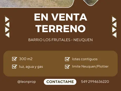 Terreno / Lote en venta de 304m2 ubicado en Los Frutales, NEUQUEN.