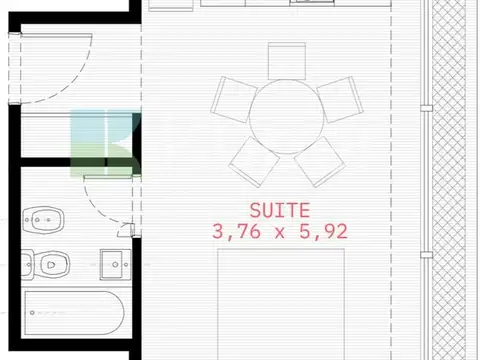 Departamento Monoambiente con 1 baño