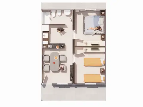 Departamento 3 ambientes con 1 baño