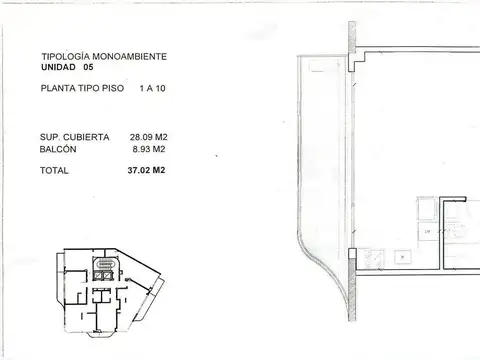 Departamento Monoambiente con 1 baño