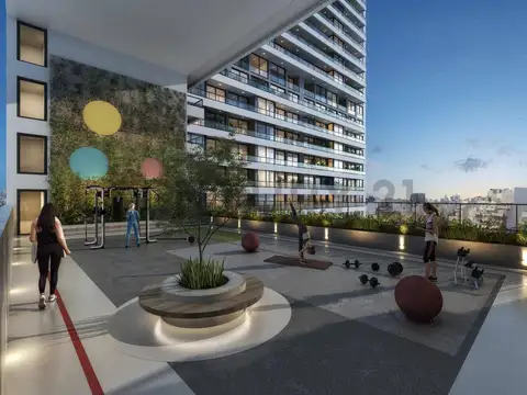 Departamento 2 ambientes con balcón al frente vista panorámica full amenities