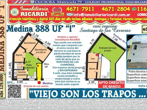 VIEJO SON LOS TRAPOS Tipo casita al frente con terraza