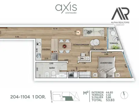 Departamento en Venta de 1 dormitorio