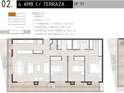 Venta Dpto 4 ambientes en pozo c/terraza Canning
