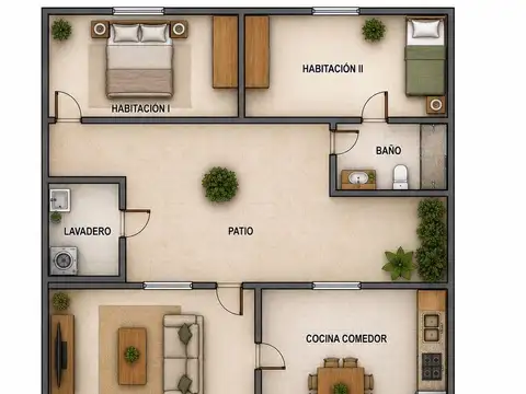 Depto Tipo Casa en Alquiler de 3 ambientes
