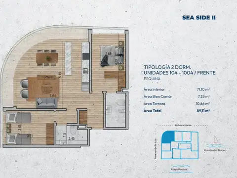 VENTA Apartamento POCITOS 2 dormitorios con balcón
