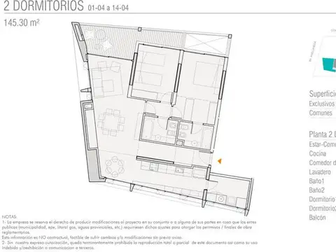 Departamento 3 ambientes con 2 baños