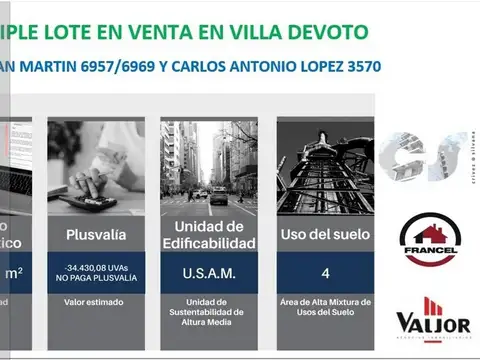 Terreno en Venta en Villa Devoto, USD 1.250.000
