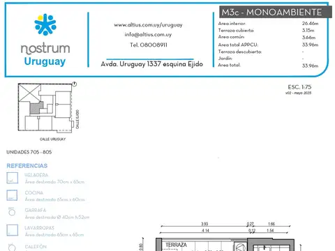 VENTA APARTAMENTO MONOAMBIENTE CENTRO CON TERRAZA