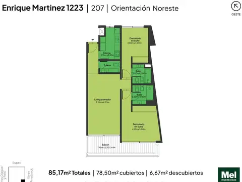 General Enrique Martínez 1200, Piso 2°