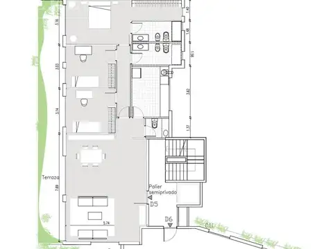 Departamento 4 ambientes con 2 baños