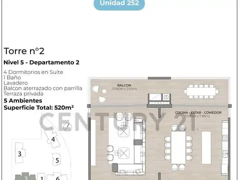 Las Tacuaras 2800, Piso 5
