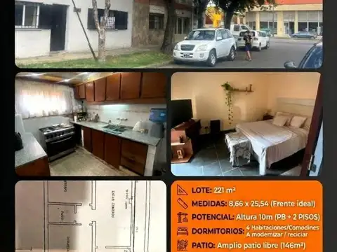 CASA AL FRENTE + LOTE 221 m² | OPORTUNIDAD BARRIO BELGRANO |
