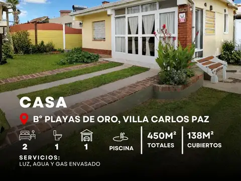 Casa En Venta De 2 Dormitorios y Pileta Apta Crédito En Playas De Oro - Villa Carlos Paz