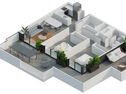 Departamento de 3 ambientes 2 baños con balcón perimetral de 57m2  En construcción POZO