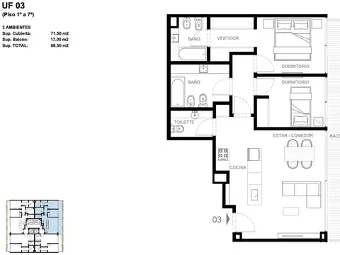 Migueletes 2300, Piso 103