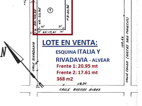 Terreno en Venta 17  mts Frente