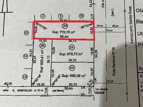 Terreno en Av. Eva Perón entre Montaldo y Valerga