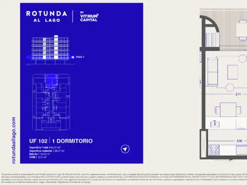 Departamento en Venta de 1 dormitorio