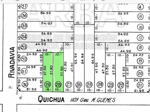 Terreno en Venta 20  mts Frente