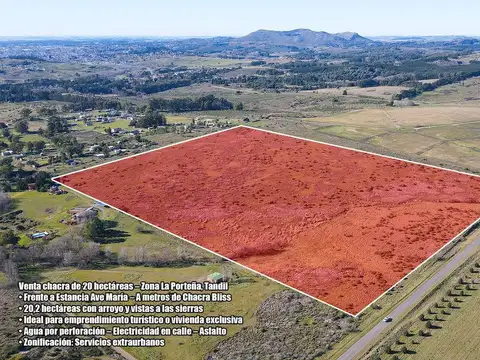 EN VENTA 20 HECTAREAS ZONA LA PORTEÑA TANDIL