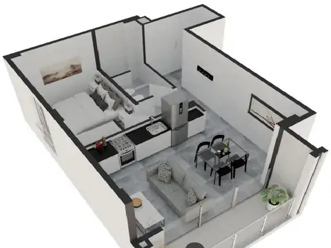 Departamento 2 ambientes con 1 baño
