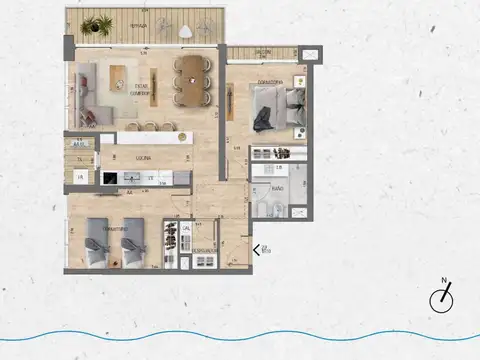 VENTA Apartamento 2 dormitorios Lago Calcagno