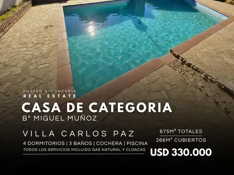 Venta Casa con Piscina cerca del Centro | 4 Dormitorios | Gran Terreno – Villa Carlos Paz