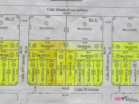 Terreno en Venta de 1755,0 m2