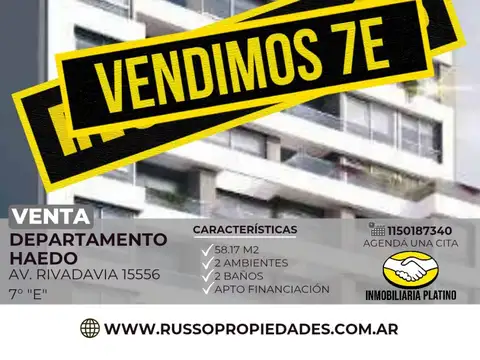 Venta Departamento 2 Ambientes Haedo Moron 7°E