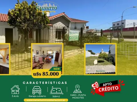 Chalet apto crédito con gran parque en Faro Punta Mogotes