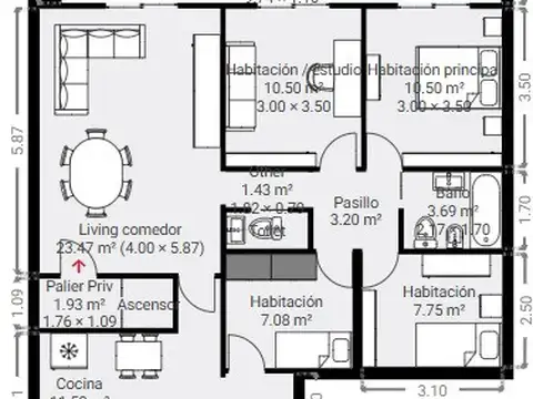 Departamento en Venta de 5 ambientes