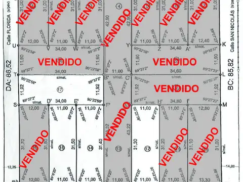 Terreno en Venta 11  mts Frente