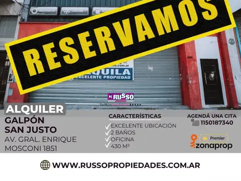 Alquiler galpón 430 m2 Lomas del Mirador