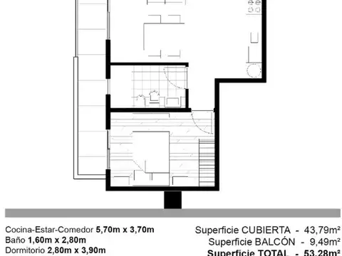 Departamento en Venta de 1 dormitorio