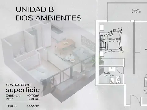 Departamento en Venta de 1 dormitorio