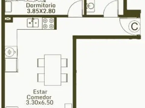 Departamento en Venta de 1 dormitorio