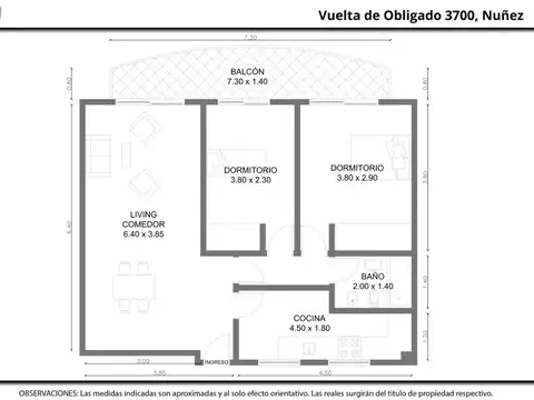 Departamento 3 ambientes con 1 baño