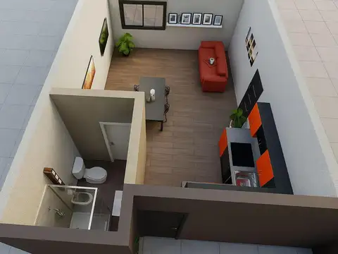 Departamento Monoambiente con 1 baño