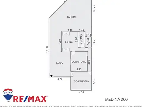 Depto Tipo Casa 3 ambientes con 1 baño