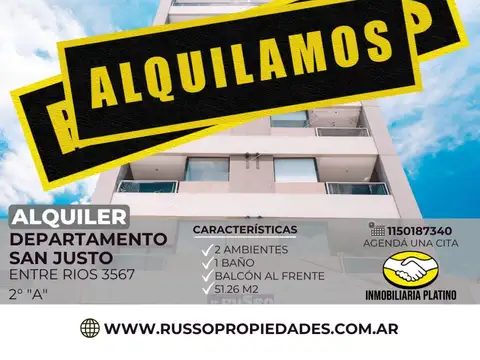 Alquiler Departamento 2 ambientes San Justo