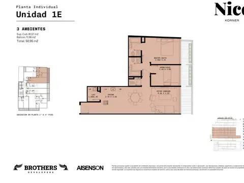 Departamento 3 ambientes con 2 baños