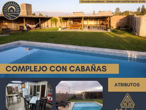 Exclusiva propiedad con complejo de 2 cabañas y 1 dúplex sobre amplio lote en Médano de Oro