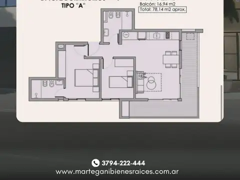 Departamento en Venta de 2 ambientes