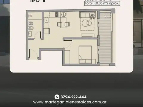 Departamento en Venta de 1 dormitorio