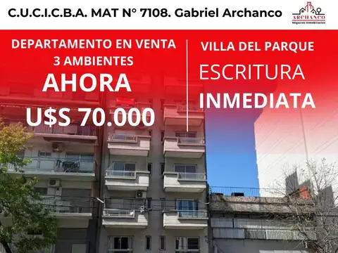 Departamento En venta  2 Ambientes Villa Del Parque