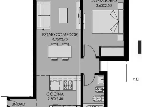 Departamento en Venta de 2 ambientes