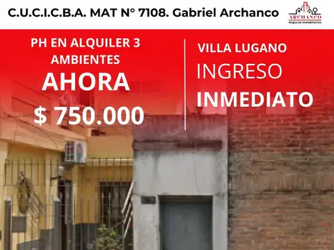 ph reciclado en alquiler villa lugano 3 ambientes